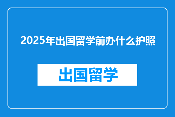 2025年出国留学前办什么护照
