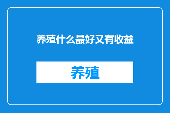 养殖什么最好又有收益
