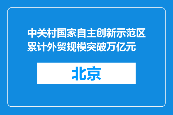 中关村国家自主创新示范区累计外贸规模突破万亿元