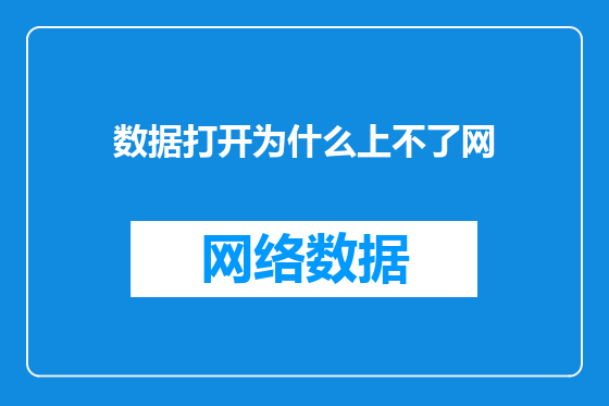 数据打开为什么上不了网