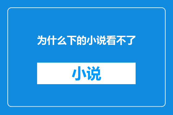 为什么下的小说看不了