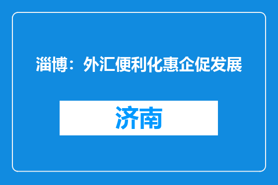 淄博：外汇便利化惠企促发展
