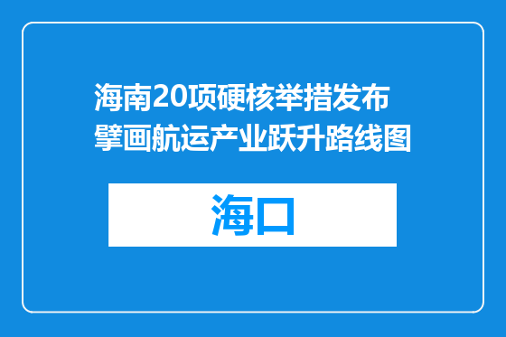 海南20项硬核举措发布 擘画航运产业跃升路线图