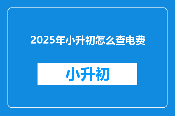 2025年小升初怎么查电费