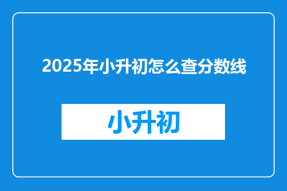 2025年小升初怎么查分数线