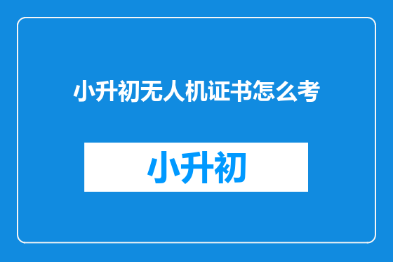 小升初无人机证书怎么考