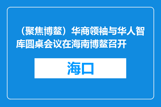 （聚焦博鳌）华商领袖与华人智库圆桌会议在海南博鳌召开
