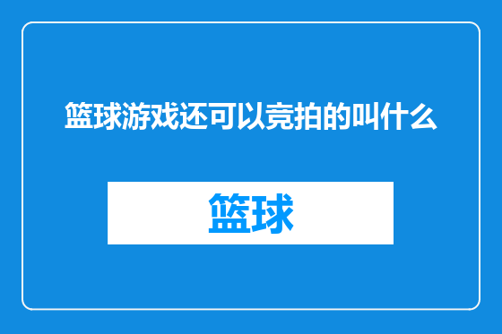 篮球游戏还可以竞拍的叫什么