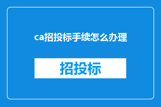 ca招投标手续怎么办理