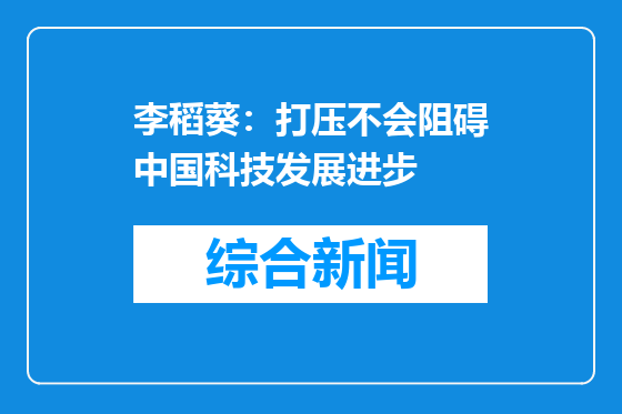 李稻葵：打压不会阻碍中国科技发展进步