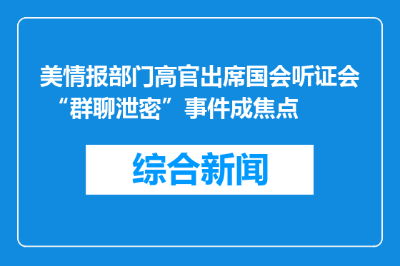 美情报部门高官出席国会听证会 “群聊泄密”事件成焦点