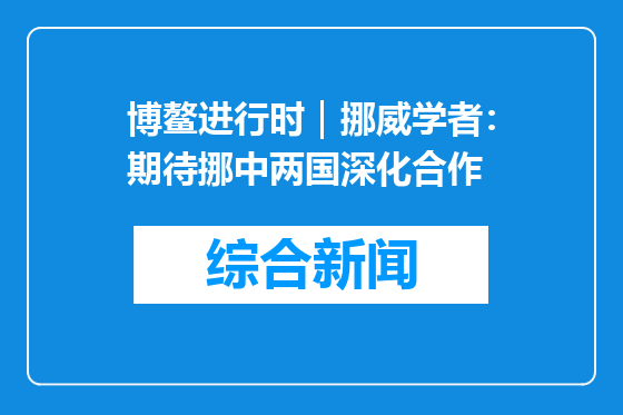 博鳌进行时｜挪威学者：期待挪中两国深化合作