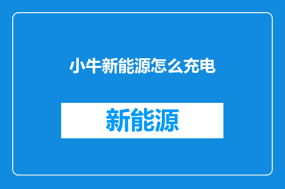 小牛新能源怎么充电