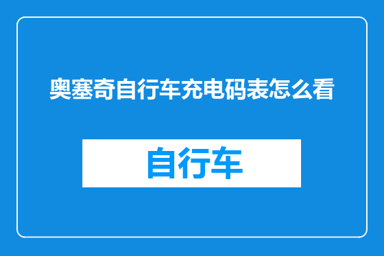 奥塞奇自行车充电码表怎么看