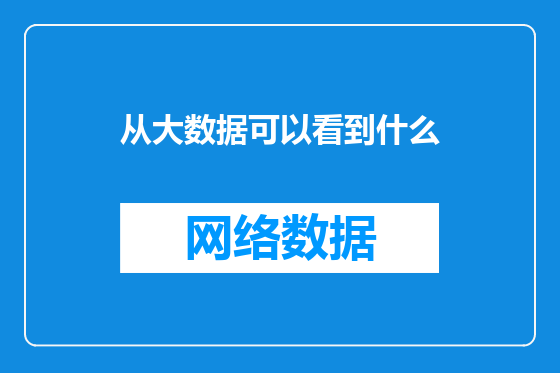 从大数据可以看到什么