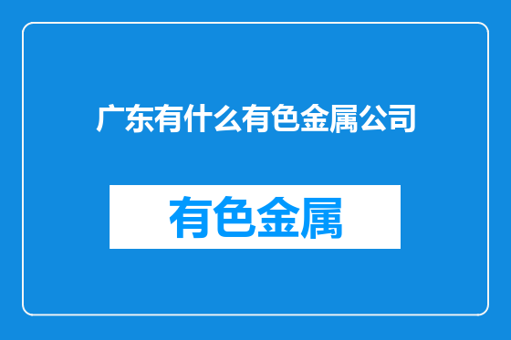 广东有什么有色金属公司