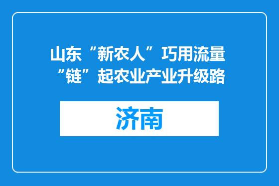 山东“新农人”巧用流量 “链”起农业产业升级路