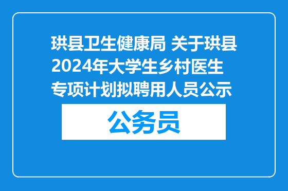 珙县卫生健康局 关于珙县2024年大学生乡村医生专项计划拟聘用人员公示