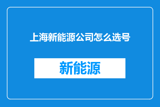 上海新能源公司怎么选号