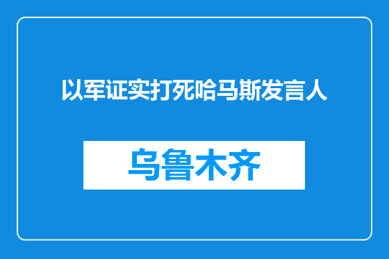 以军证实打死哈马斯发言人