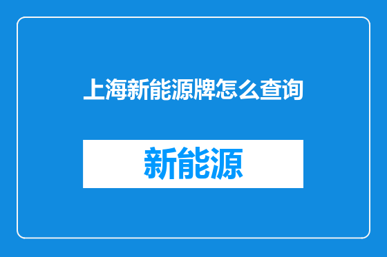 上海新能源牌怎么查询