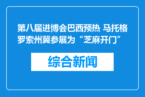 第八届进博会巴西预热 马托格罗索州冀参展为“芝麻开门”