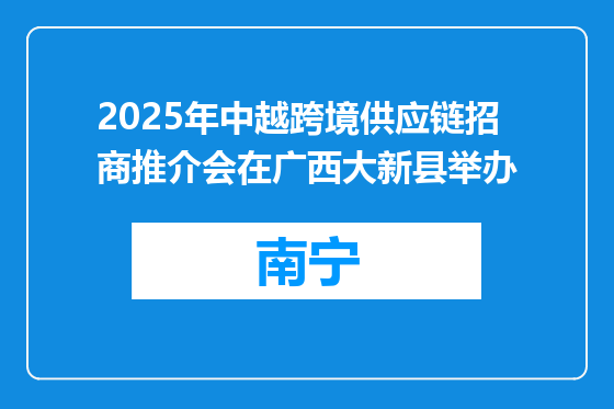 2025年中越跨境供应链招商推介会在广西大新县举办
