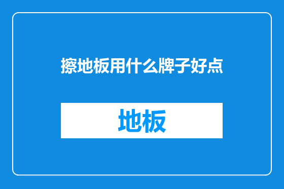擦地板用什么牌子好点