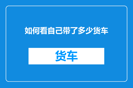 如何看自己带了多少货车