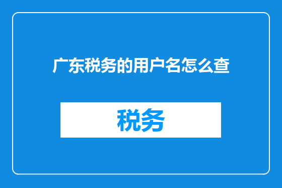 广东税务的用户名怎么查