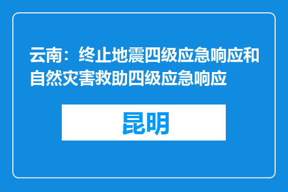 云南：终止地震四级应急响应和自然灾害救助四级应急响应