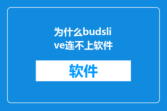 为什么budslive连不上软件