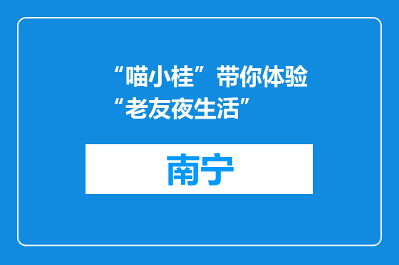 “喵小桂”带你体验“老友夜生活”