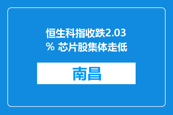 恒生科指收跌2.03% 芯片股集体走低