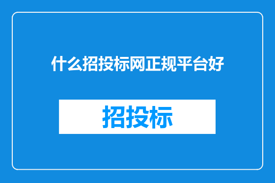 什么招投标网正规平台好