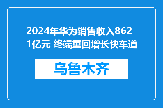 2024年华为销售收入8621亿元 终端重回增长快车道