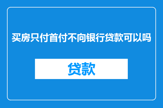 买房只付首付不向银行贷款可以吗