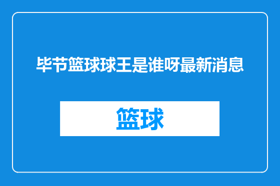 毕节篮球球王是谁呀最新消息