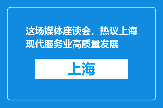 这场媒体座谈会，热议上海现代服务业高质量发展