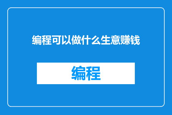 编程可以做什么生意赚钱