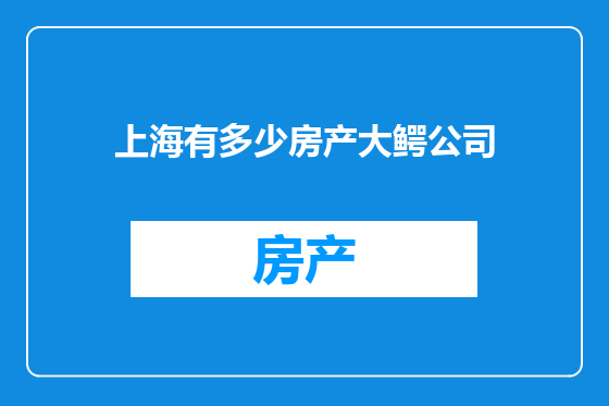 上海有多少房产大鳄公司