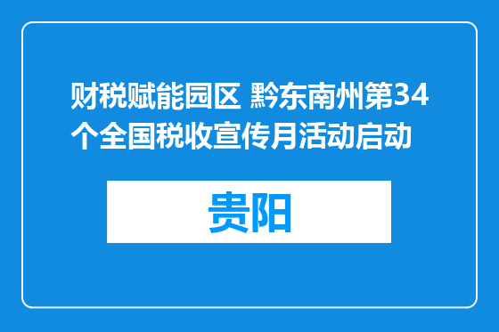 财税赋能园区 黔东南州第34个全国税收宣传月活动启动