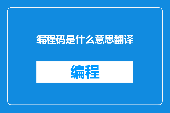 编程码是什么意思翻译