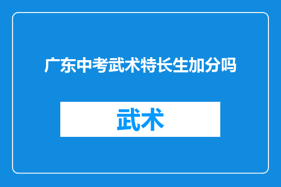 广东中考武术特长生加分吗