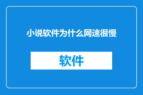 小说软件为什么网速很慢
