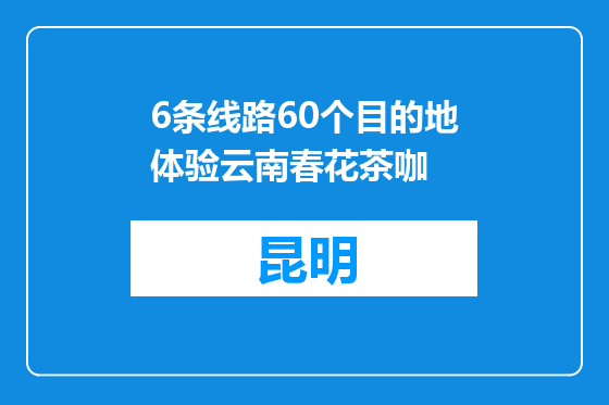 6条线路60个目的地体验云南春花茶咖