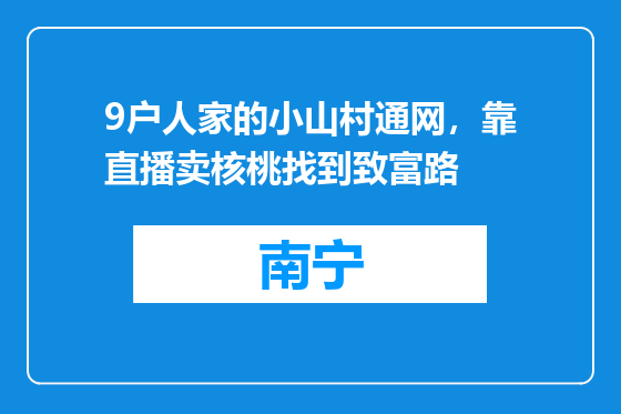 9户人家的小山村通网，靠直播卖核桃找到致富路