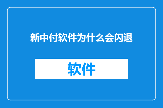 新中付软件为什么会闪退