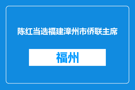 陈红当选福建漳州市侨联主席