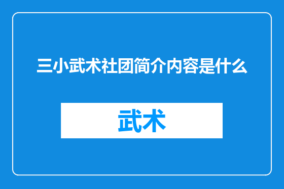 三小武术社团简介内容是什么